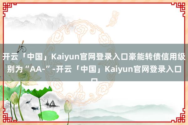 开云「中国」Kaiyun官网登录入口豪能转债信用级别为“AA-”-开云「中国」Kaiyun官网登录入口